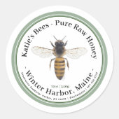 Queen Bee Honey Label met Groene Rand (Voorkant)