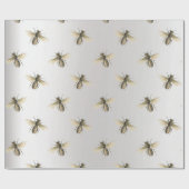 Queen Bee Honing Comb Metallic Brons Grijs Sepia Cadeaupapier (Vlak)