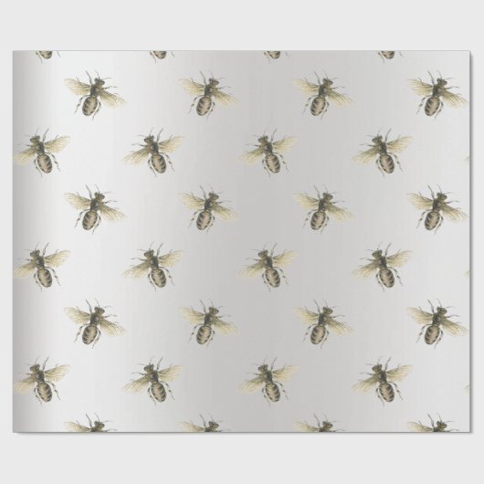 Queen Bee Honing Comb Metallic Brons Grijs Sepia Cadeaupapier (Vlak)