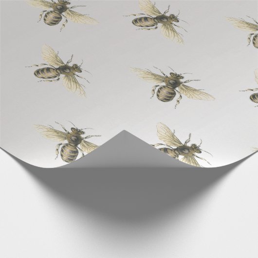 Queen Bee Honing Comb Metallic Brons Grijs Sepia Cadeaupapier (Hoek)