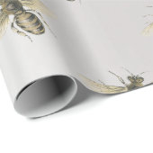 Queen Bee Honing Comb Metallic Brons Grijs Sepia Cadeaupapier (Rol Hoek)