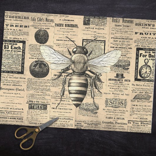  Queen Bee Horticulture Ads Ephemera Sepia Tissuepapier
