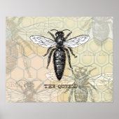 Queen Bee Illustration Bug Insect Poster (Voorkant)