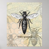 Queen Bee Illustration Bug Insect Poster (Voorkant)