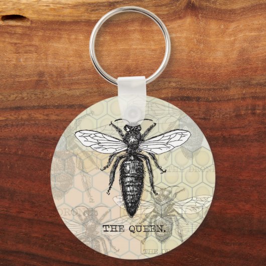 Queen Bee Illustration Bug Insect Sleutelhanger (Voorkant)