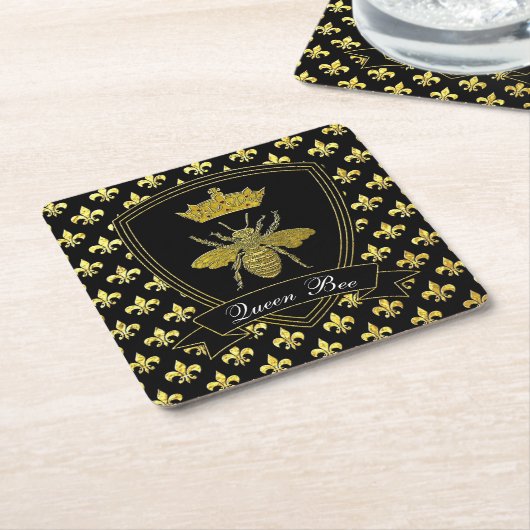 Queen Bee Jouw tekst Kartonnen Onderzetters (Schuin)
