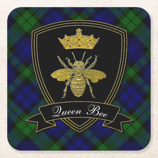 Queen Bee Jouw tekst Kartonnen Onderzetters (Voorkant)