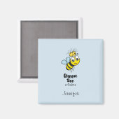 Queen Bee Leuke Bumble Bee met Kroon Gepersonalise Magneet (Voorkant / Achterkant)
