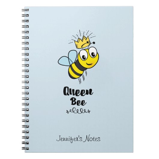 Queen Bee Leuke Bumble Bee met Kroon Gepersonalise Notitieboek (Voorkant)