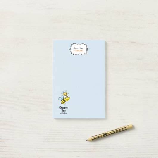 Queen Bee Leuke Bumble Bee met Kroon Gepersonalise Post-it® Notes (Op bureau)
