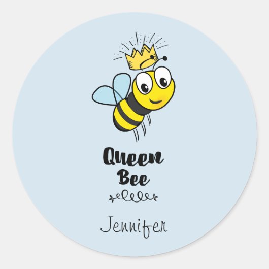 Queen Bee Leuke Bumble Bee met Kroon Gepersonalise Ronde Sticker (Voorkant)