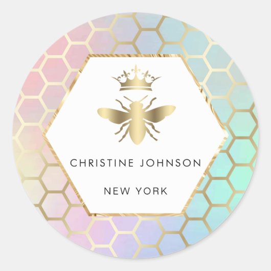 · Queen Bee logo Classic ronde sticker (Voorkant)