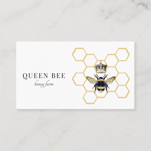 Queen Bee Logo Honingbij Imker Visitekaartje (Voorkant)