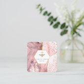 Queen Bee logo op roze agaat Vierkante Visitekaartje (Staand voorkant)