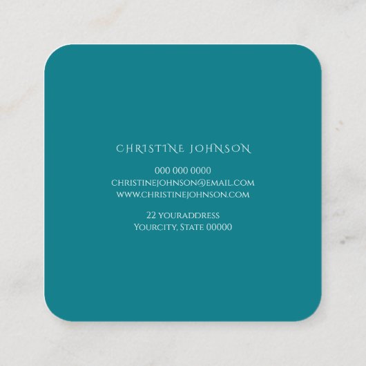 Queen bee logo op turquoise agaat vierkante visitekaartje (Achterkant)