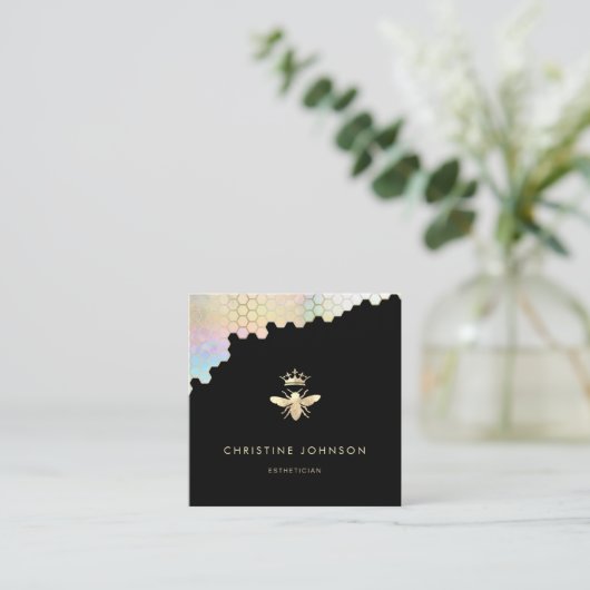 Queen Bee logo Vierkante Visitekaartje (Staand voorkant)