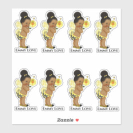 Queen Bee Meisje Vleugels Geel Zwart Strepen Sticker