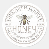Queen Bee met Baby Warning Pure Raw Honey Label (Voorkant)