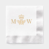 Queen Bee Met Kroonpaar 2 Initiaal Monogram Folie Servetten (Voorkant)