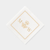 Queen Bee Met Kroonpaar 2 Initiaal Monogram FRM Folie Servetten (Rechts)