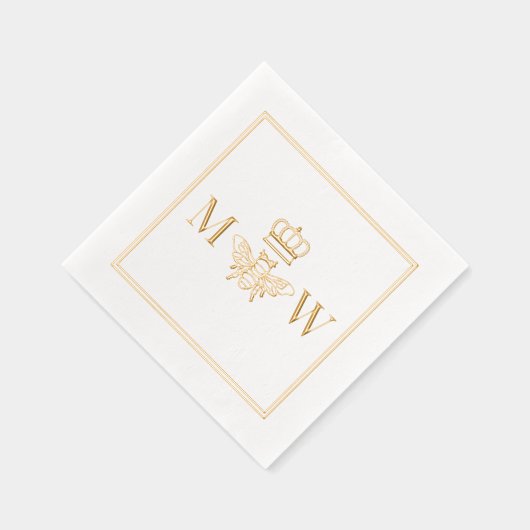 Queen Bee Met Kroonpaar 2 Initiaal Monogram FRM Folie Servetten (Rechts)