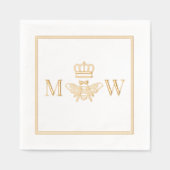 Queen Bee Met Kroonpaar 2 Initiaal Monogram FRM Folie Servetten (Voorkant)