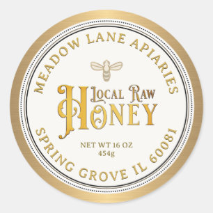 Queen Bee Metallic Gold Border Honey Label