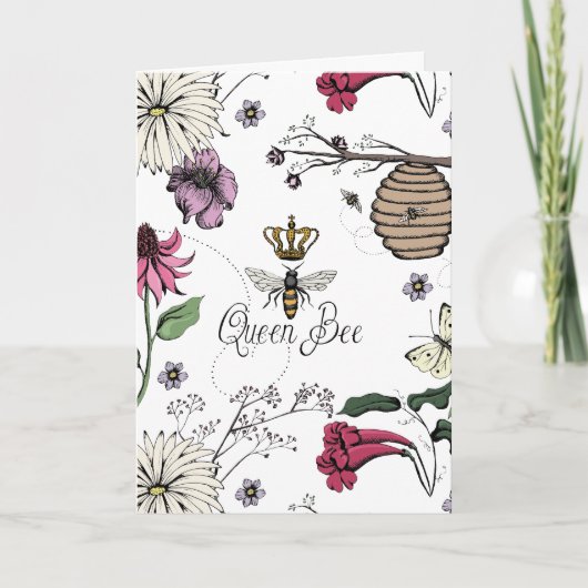  Queen Bee Moederdag Floral Feestdagen Kaart (Voorkant)