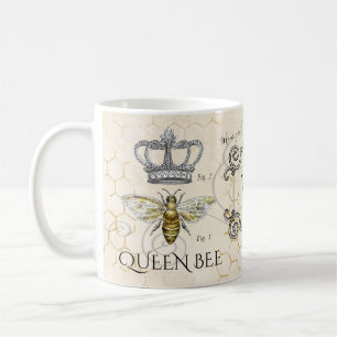 Queen Bee Mom Quote Honeycomb Monogram Koffiemok