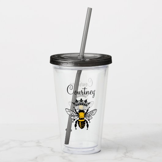 Queen Bee Monogrammed Acryl Drinkbeker (Achterkant)