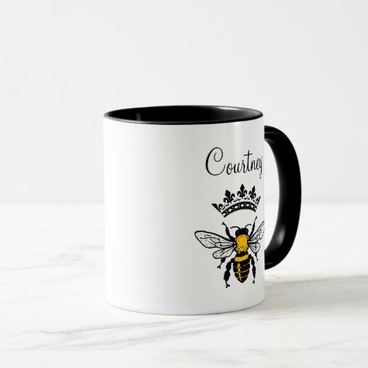 Queen Bee Monogrammed Mok (Voorkant rechts)