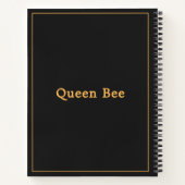 Queen Bee [Name] Zwart en Geel Notitieboek (Achterkant)