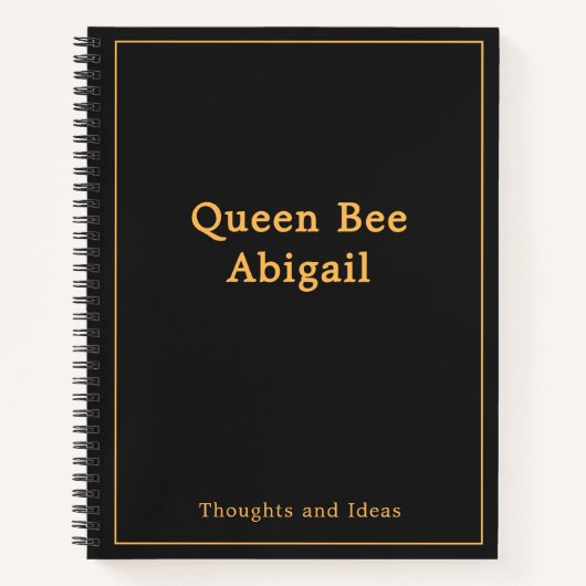 Queen Bee [Name] Zwart en Geel Notitieboek (Voorkant)