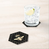 Queen Bee op zwart Kartonnen Onderzetters (Insitu)