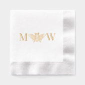 Queen Bee Paar Bruiloft 2 Initiaal Monogram Folie Servetten (Voorkant)