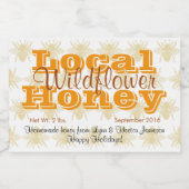 Queen Bee Pattern Gepersonaliseerde Honing Jar Voedselcontainer Etiket (Enkel label)