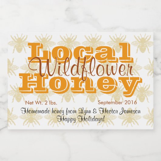 Queen Bee Pattern Gepersonaliseerde Honing Jar Voedselcontainer Etiket (Enkel label)