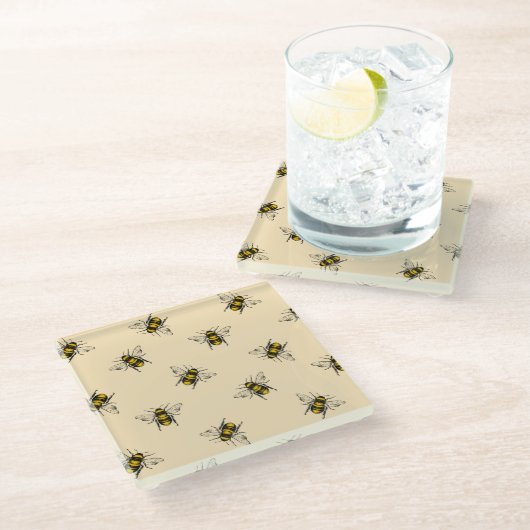 Queen Bee Pattern Glazen Onderzetter (Schuin)