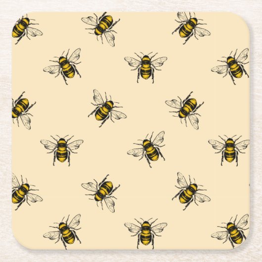 Queen Bee Pattern Kartonnen Onderzetters (Voorkant)
