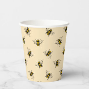 Queen Bee Pattern Papieren Bekers