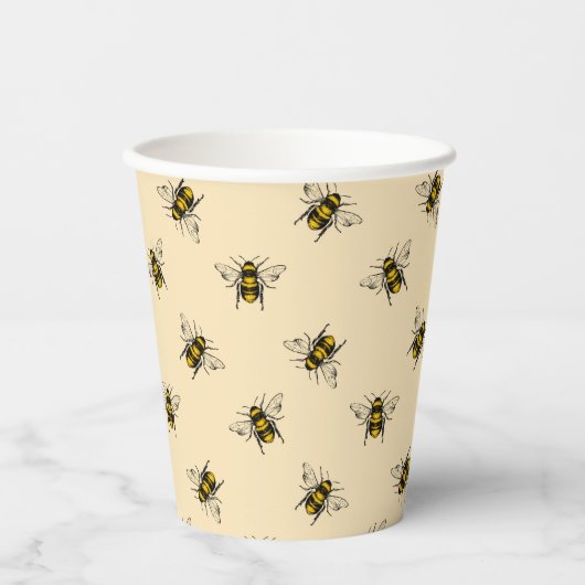 Queen Bee Pattern Papieren Bekers (Voorkant)