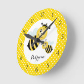 Queen Bee Personalized Wall Clock Ronde Klok (Hoek)