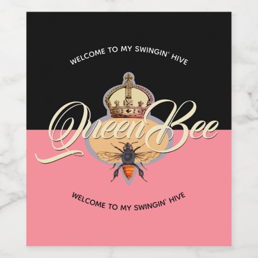 Queen Bee Roos Wijn Etiket (Enkel label)