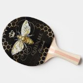  Queen Bee Royal Crown Custom Name Zwart Tafeltennisbatje (Zijkant)