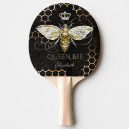  Queen Bee Royal Crown Custom Name Zwart Tafeltennisbatje