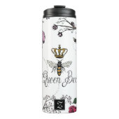  Queen Bee & Royal Crown Floral Monogram Thermosbeker (Voorkant)