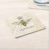  Queen Bee Royal Crown Honeycomb Beige Kartonnen Onderzetters (Schuin)