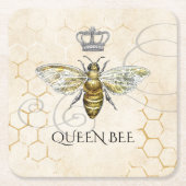  Queen Bee Royal Crown Honeycomb Beige Kartonnen Onderzetters (Voorkant)