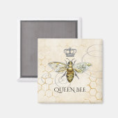  Queen Bee Royal Crown Honeycomb Beige Magneet (Voorkant / Achterkant)