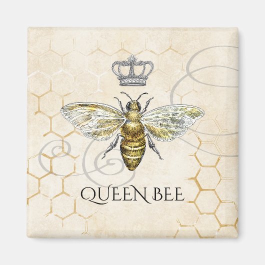  Queen Bee Royal Crown Honeycomb Beige Magneet (Voorkant)